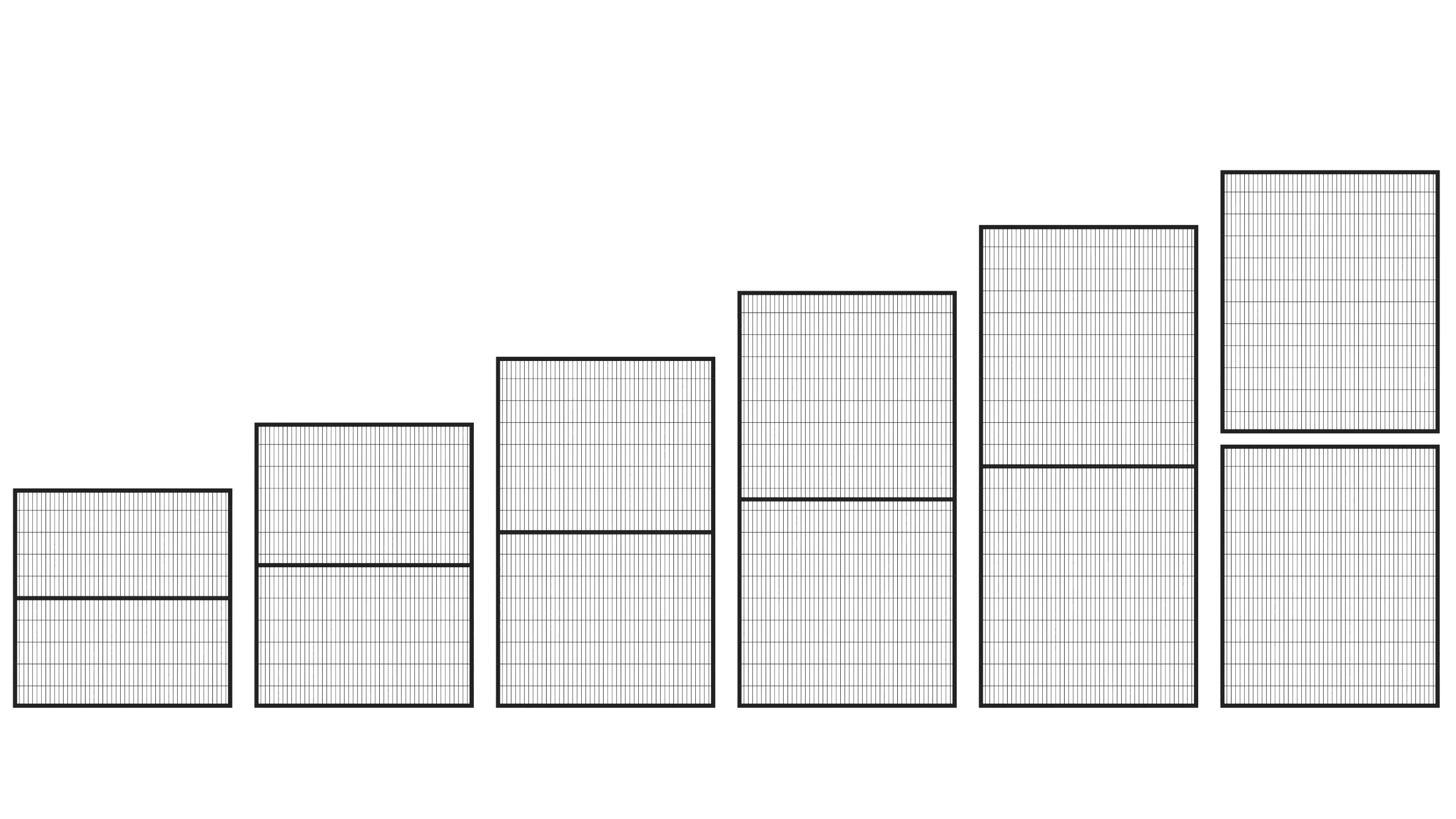 Fence panels shown at increasing heights
